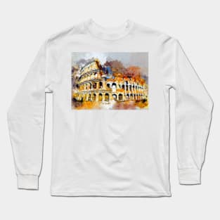 Watercolor Colosseum Long Sleeve T-Shirt